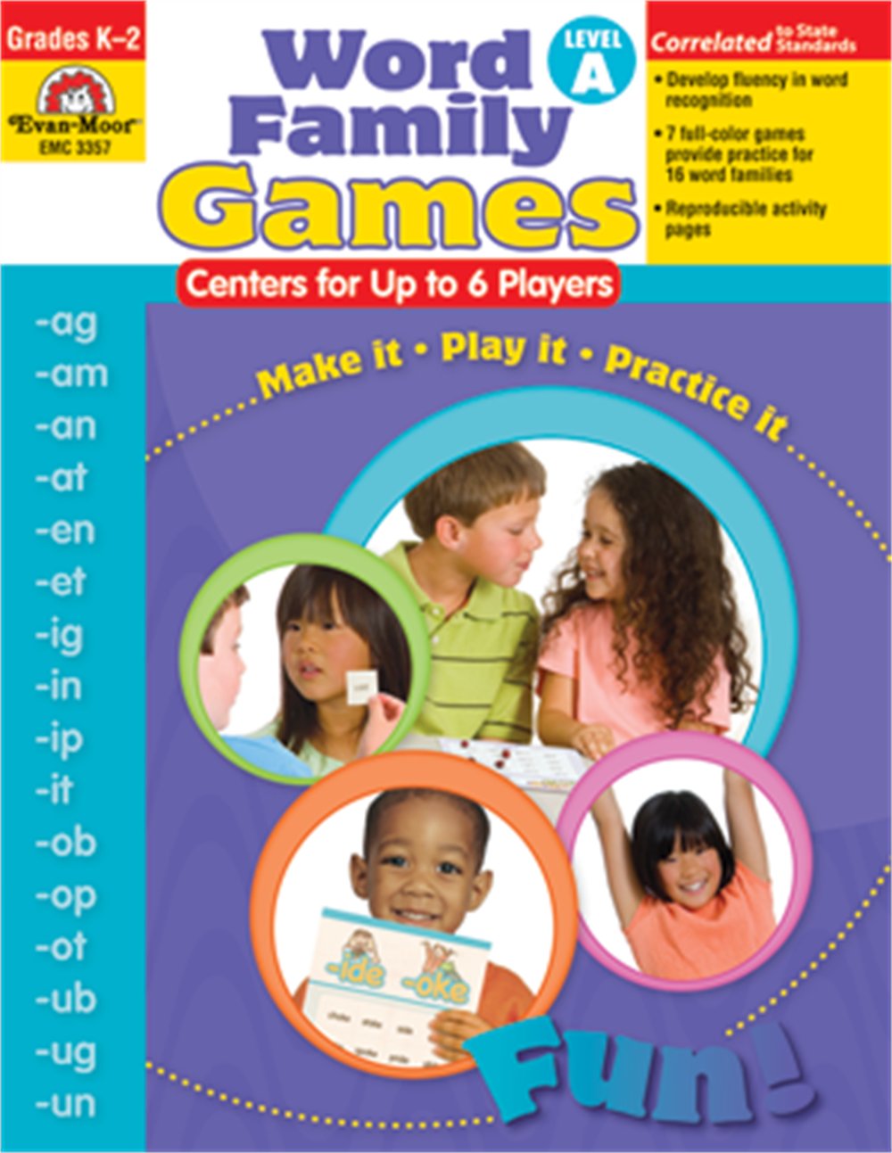 Word Family Games: Centers for Up to 6 Players, Level A, Grades K-2