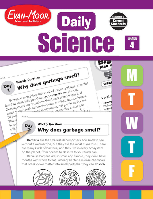 Evan-Moor Daily Science, Grade 4 Homeschooling & Classroom Resource Workbook, Printable Worksheets, Teaching Edition, Earth, Life, and Physical Science, Vocabulary, Test Prep, Hands-On Projects