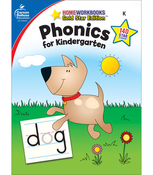Phonics Workbook for Kindergarten, Sight Words, Tracing Letters, Consonant and Vowel Sounds, Writing Practice With Incentive Chart and Reward ... Curriculum (Home Workbooks) (Volume 12) - 8126