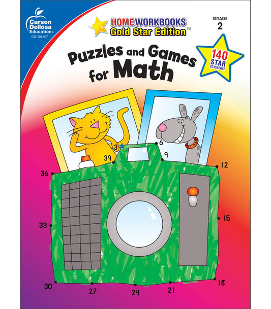 Carson Dellosa | Puzzles and Games for Math Activity Workbook | 2nd Grade, 64pgs