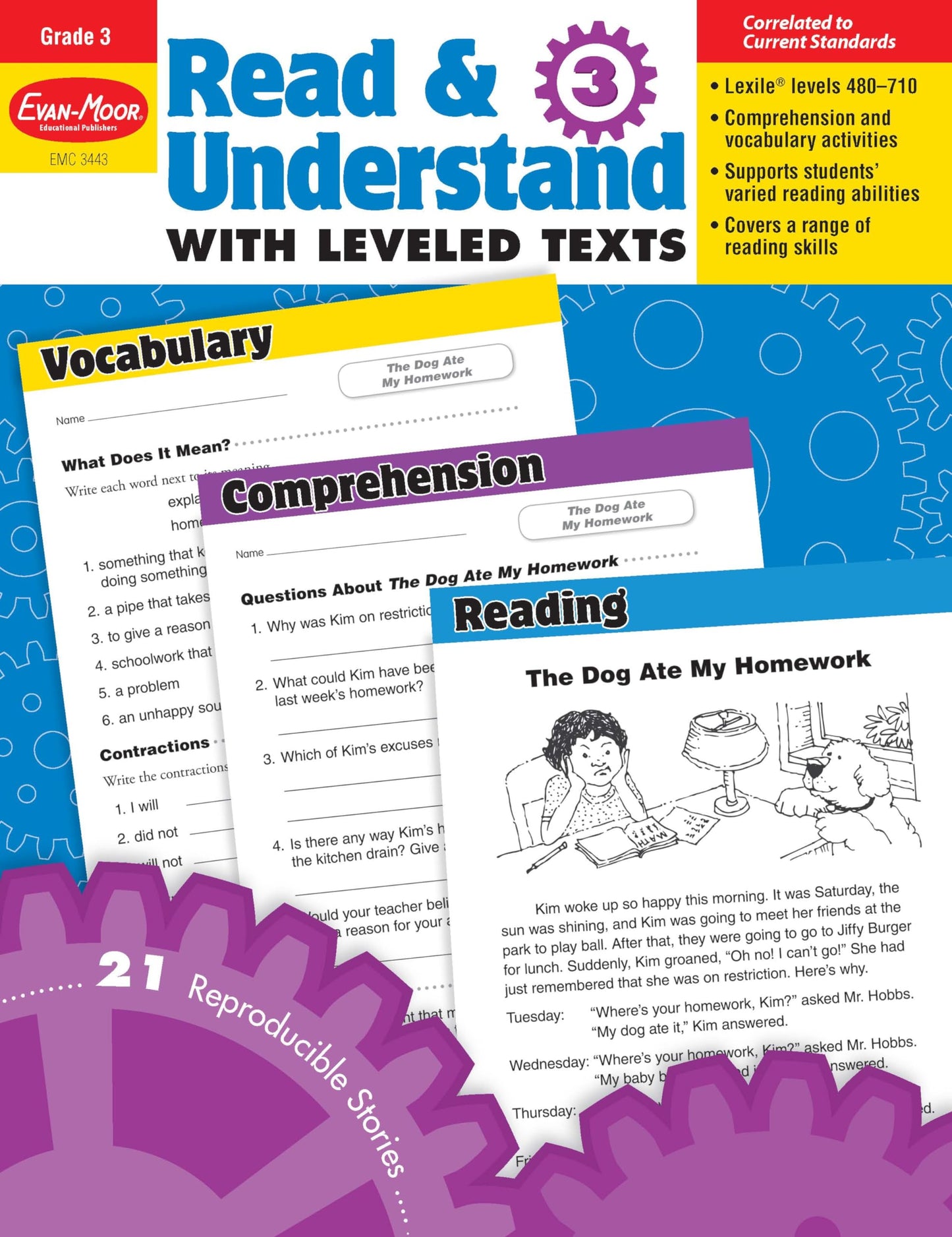 Evan-Moor Read and Understand with Leveled Texts, Grade 3 - 7447