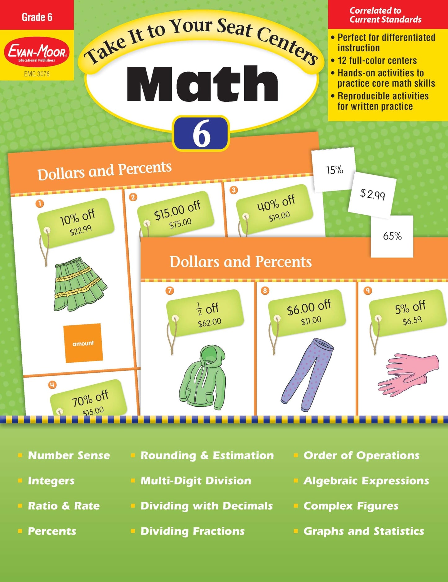 Evan-Moor Common Core Math Centers, Grade 6 (Take It to Your Seat Math Centers)