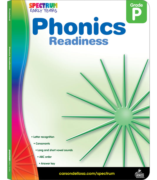 Spectrum Phonics Workbook for Toddlers Ages 2 to 4, Preschool Workbooks, Phonics Readiness, Alphabet and Letter Recognition, Vowels, Consonants, and Preschool Sight Words - 128 Pages