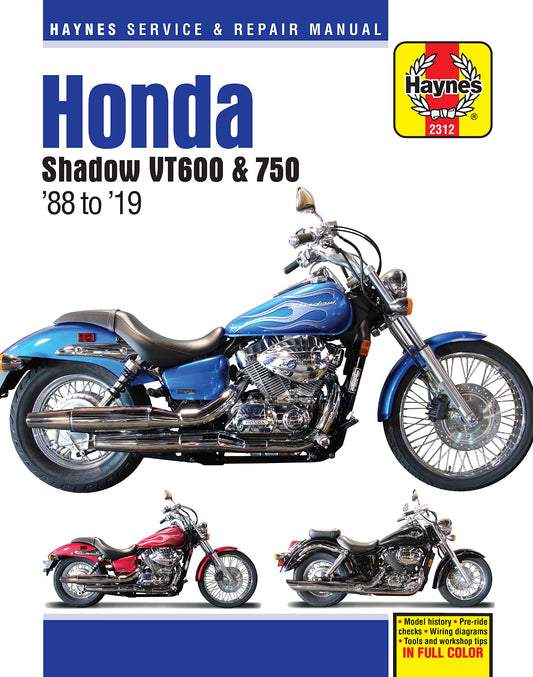 Honda Shadow VT600 & 750 - '88 to '19: - Model history - Pre-ride checks - Wiring diagrams - Tools and workshop tips (Haynes Service & Repair Manual) - 7108
