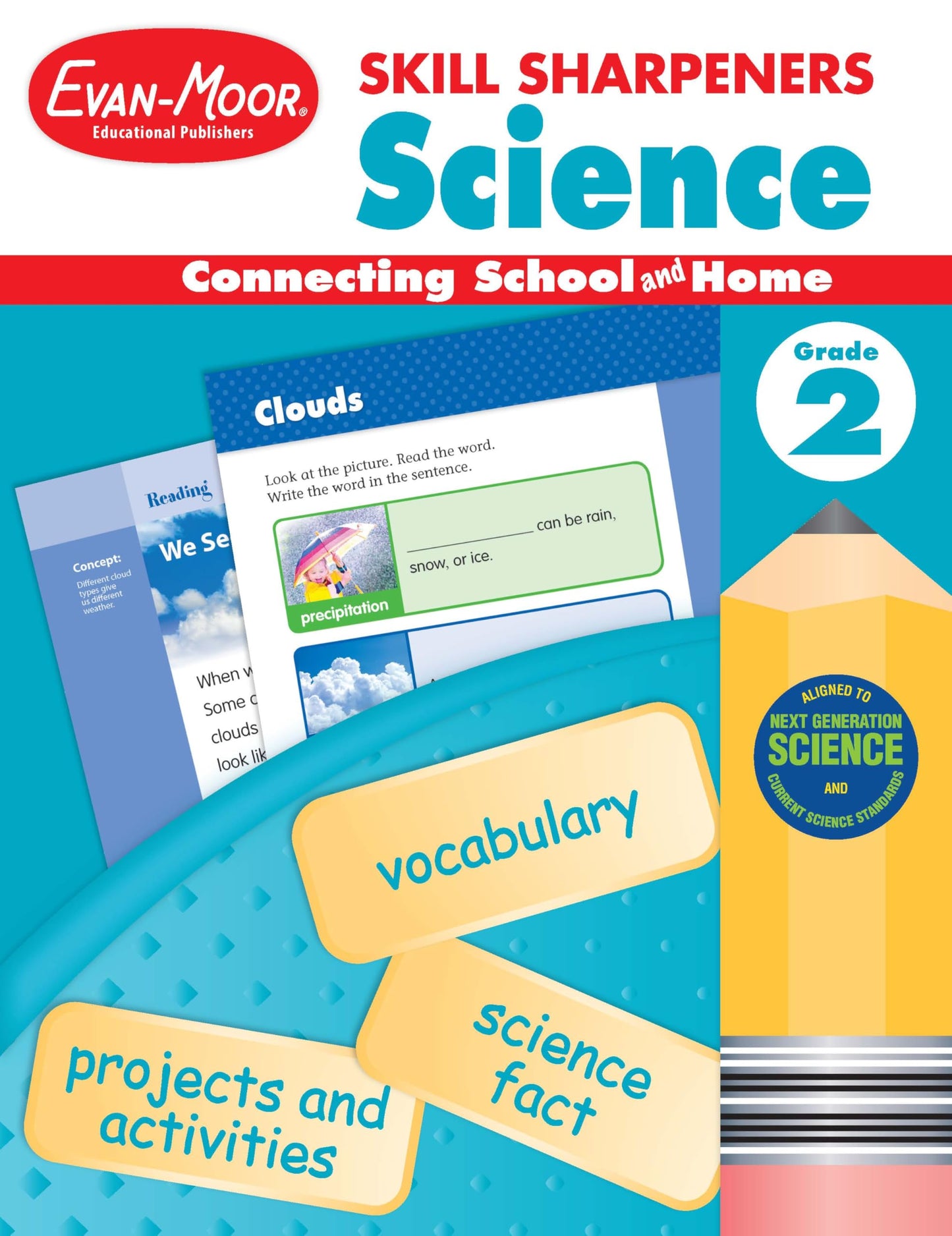 Evan-Moor Skill Sharpeners Science Workbook, Grade 2, Physical, Life, and Earth Science, Activities, Matter, Space, Animals, Plants, Habitats, Recycling, Geology, Weather, Engineering, Homeschool