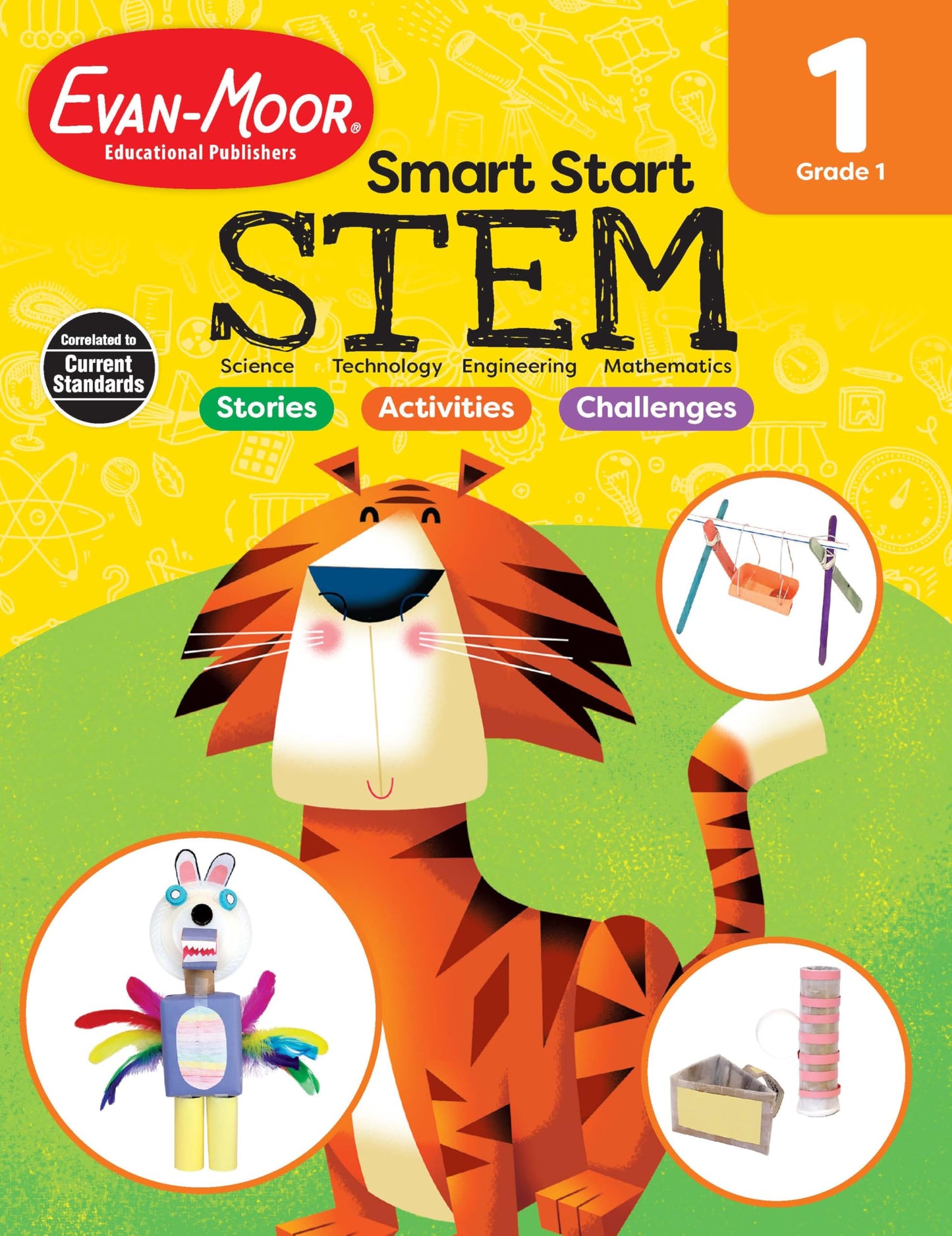 Evan-Moor Smart Start STEM Workbook, Grade 1, Science, Technology, Engineering, Math, Hands On Activities, Problem Solving, Critical Thinking, Fine Motor Skills, Sequencing, Animals, Homeschool