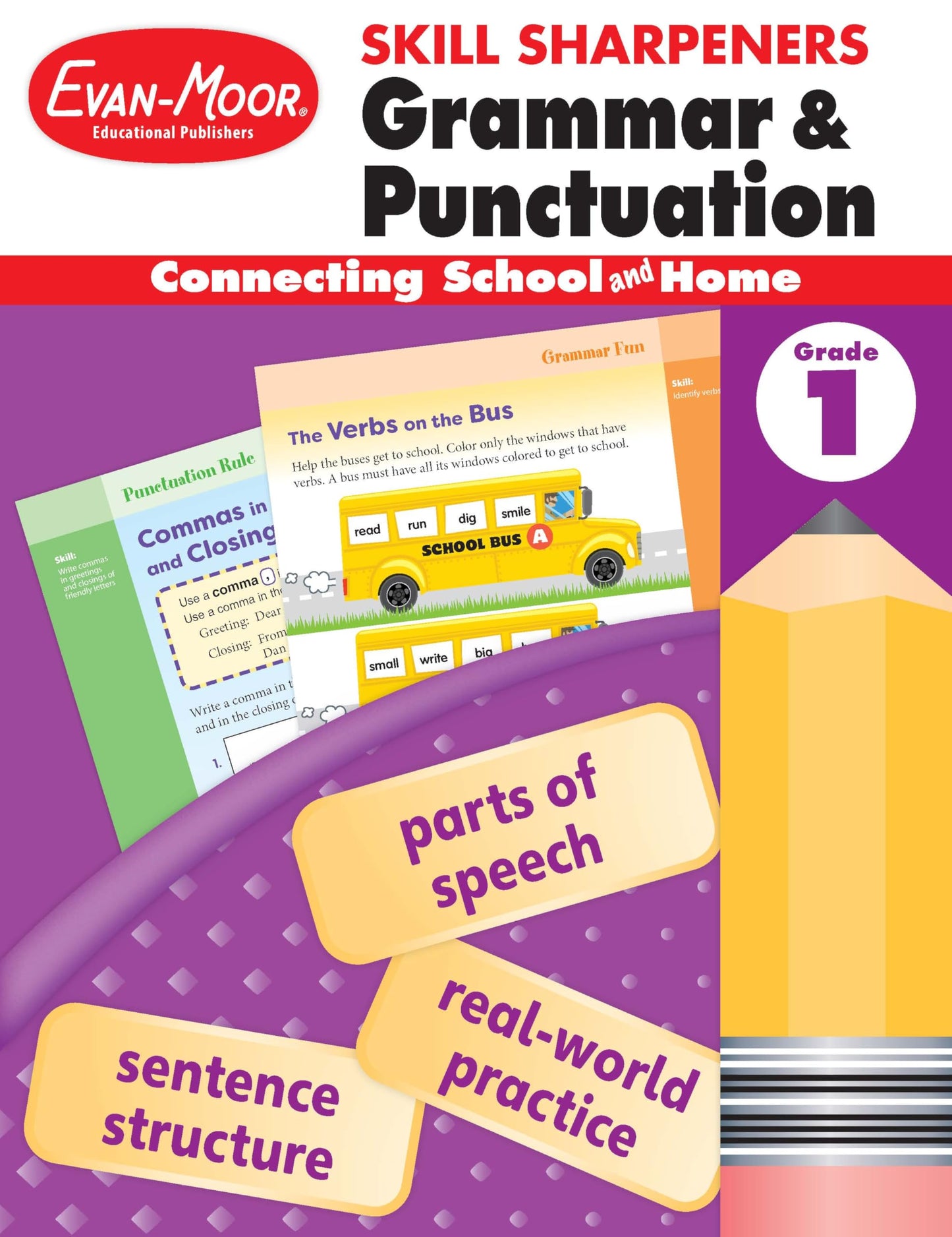 Evan-Moor Skill Sharpeners Grammar and Punctuation Grade 1, Full-Color Activity Book - Supplemental Homeschool Workbook