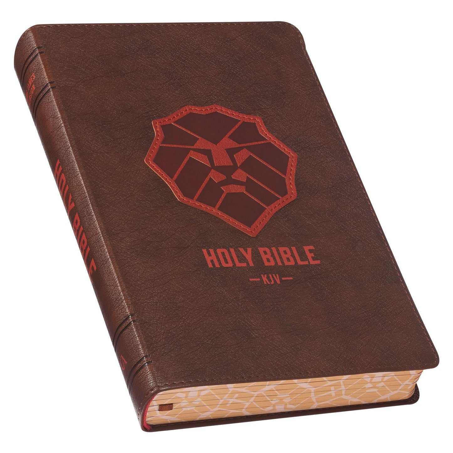 KJV Kids Bible, 40 pages Full Color Study Helps, Presentation Page, Ribbon Marker, Holy Bible for Children Ages 8-12, Lion Emblem Brown Vegan Leather Flexible Cover (KJV Kids Editions) - 9311