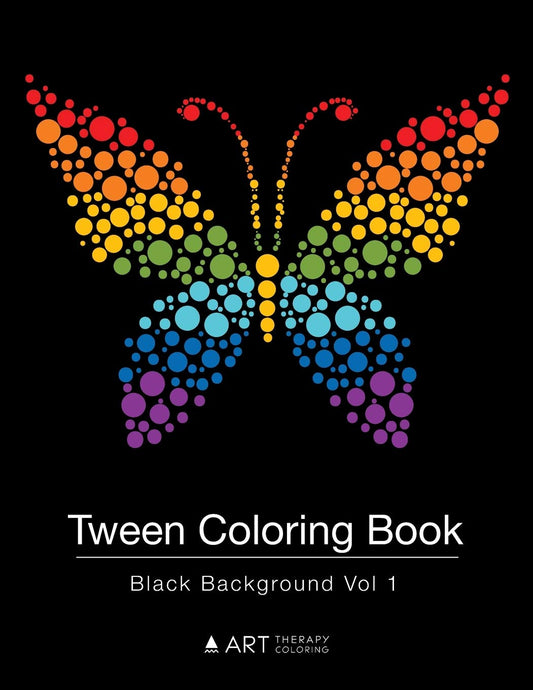 Tween Coloring Book: Black Background Vol 1: Colouring Book for Teenagers, Young Adults, Boys, Girls, Ages 9-12, 13-16, Cute Arts & Craft Gift, Detailed Designs for Relaxation & Mindfulness - 9987
