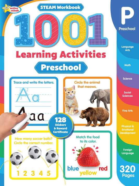 1001 STEAM Preschool Activity Workbook: Learn Sight Words, Letters, Numbers, Phonics, Shapes and More with Fun Activities! - 320 Pages (Ages 3 and up) (1001 Activity Books) - 795
