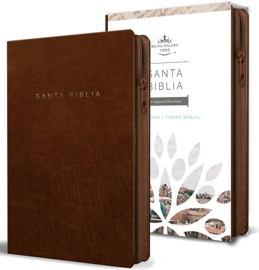 Biblia Reina Valera 1960 letra grande. Símil piel canela, cremallera, tamaño manual / Spanish Bible RVR 1960. Handy Size, Large Print, Leathersoft, Brown Zip (Spanish Edition)