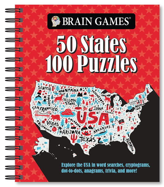 Brain Games - 50 States 100 Puzzles: Explore the USA in Word Searches, Cryptograms, Dot-To-Dots, Anagrams, Trivia, and More! - 4710