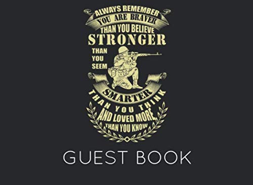 Always Remember You Are Braver than You Believe Stronger Than You Seem Smarter Than You Think and Loved More Than You Know: Military Party Guest Book for family and friends to sign in - 113