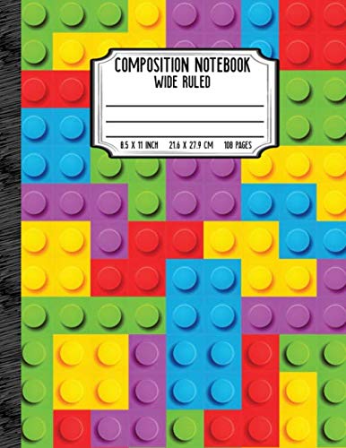 Composition Notebook Wide Ruled: Wide Ruled Composition Notebook For School & College Students. Large 8.5 x 11 Inch Size - 108 Pages. Cool Giant Colored Bricks Cover! - 8263