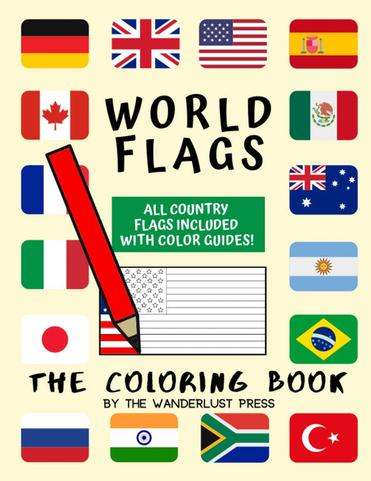 World Flags: The Coloring Book: A great geography gift for kids and adults: Color in flags for all countries of the world with color guides to help. ... creativity, stress relief and general fun. - 6681