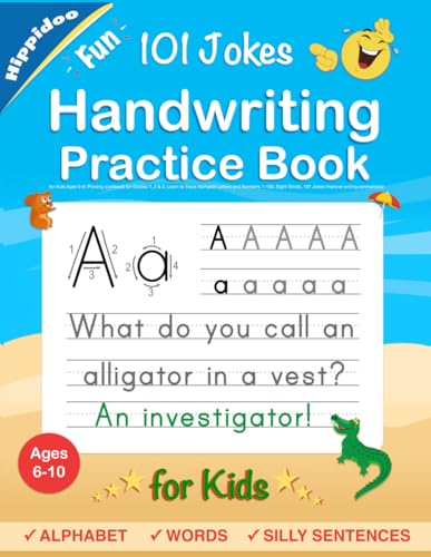 Handwriting Practice Book for Kids Ages 6-10 : Printing workbook for Grades 1, 2 & 3, Learn to Trace Alphabet Letters and Numbers 1-100, Sight Words, ... and Math Drills for Grades 1, 2, 3 & 4) - 9105