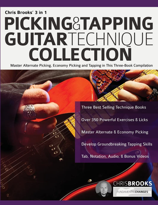 Chris Brooks’ 3 in 1 Picking & Tapping Guitar Technique Collection: Master Alternate Picking, Economy Picking and Tapping in This Three-Book Compilation (Learn Rock Guitar Technique) - 1369