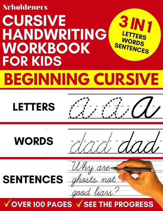 Cursive Handwriting Workbook for Kids: 3-in-1 Writing Practice Book to Master Letters, Words & Sentences - 5304