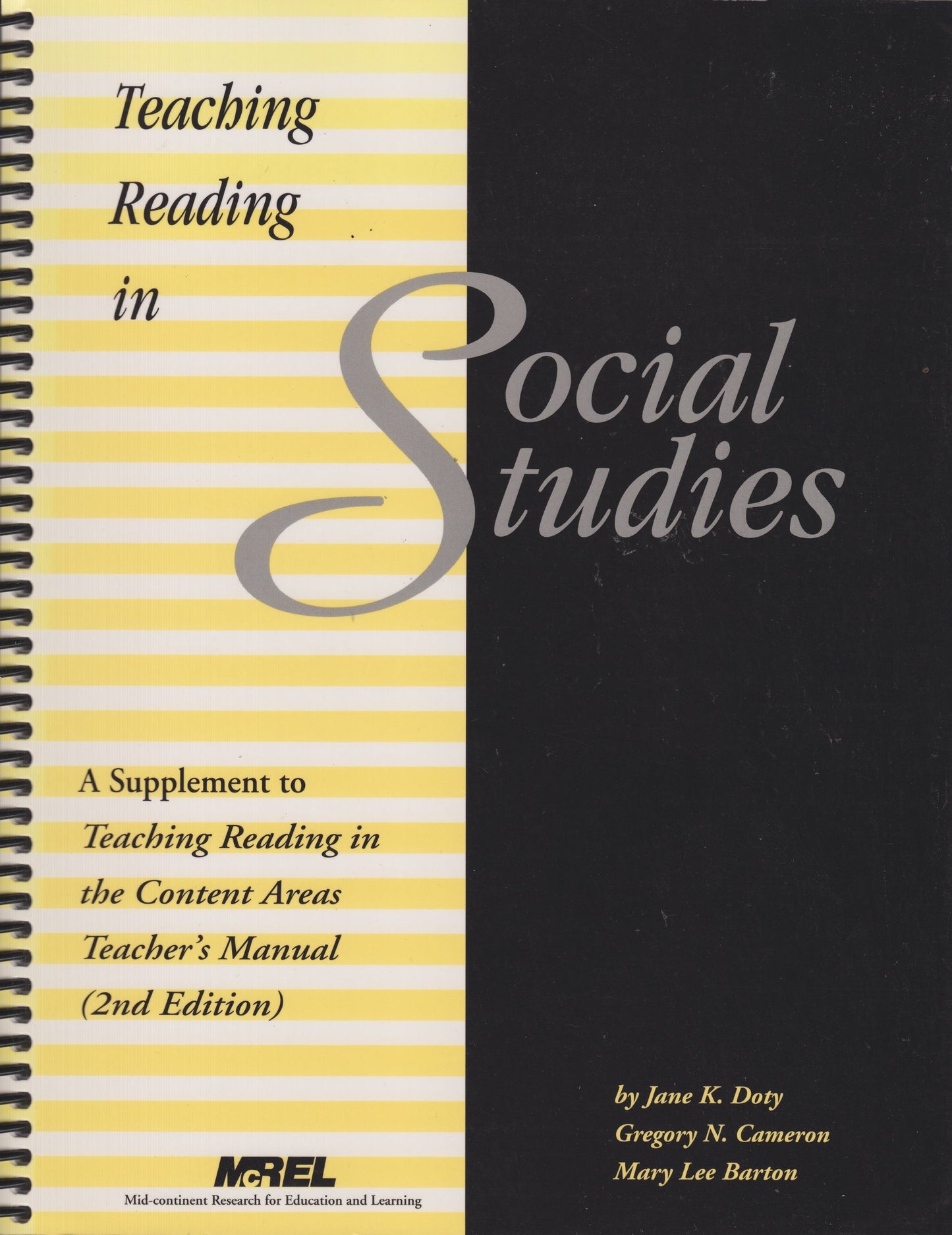 Teaching Reading in Social Studies: A Supplement to Teaching Reading in the Content Areas Teacher's Manual 2nd Edition