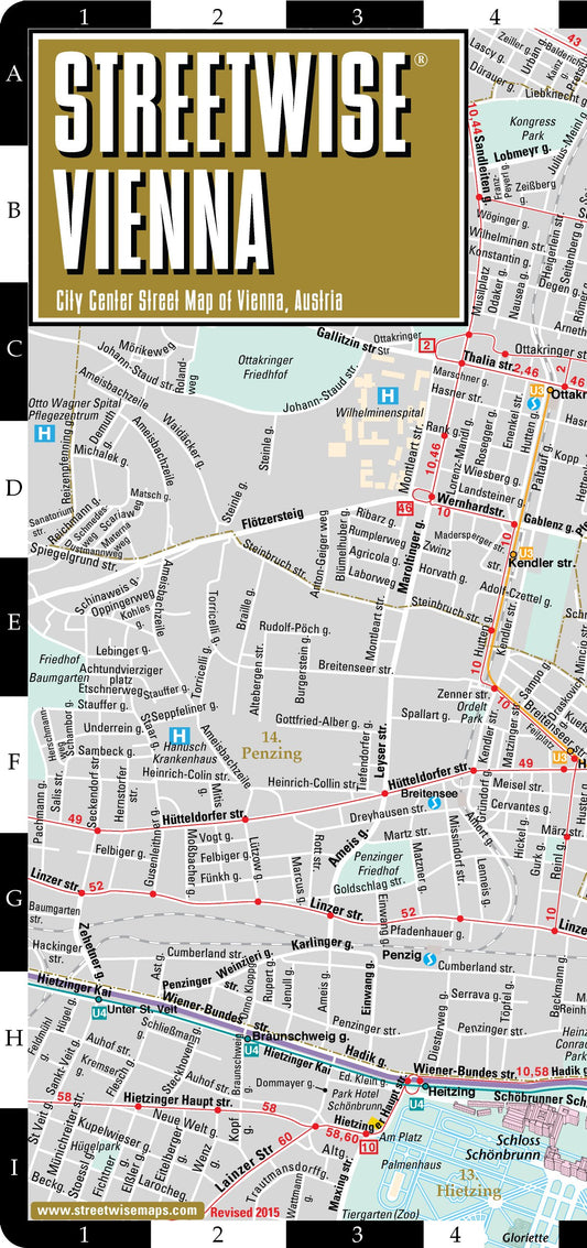 Streetwise Vienna Map - Laminated City Center Street Map of Vienna, Austria - 3539