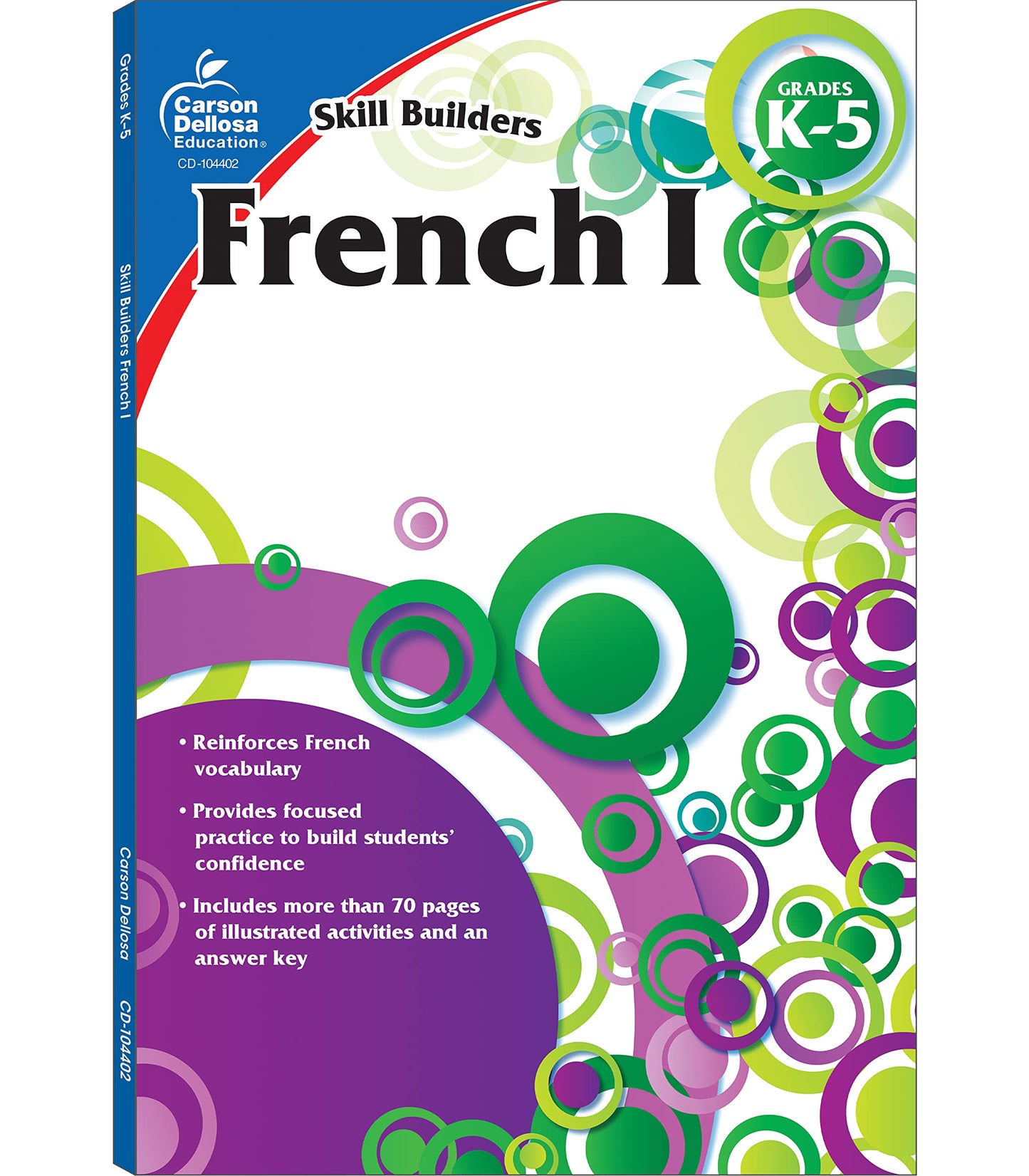 Carson Dellosa Skill Builders K-5 French Workbook, Alphabet, Vocabulary, Numbers, Geography, and More, Kindergarten to 5th Grade Classroom or Homeschool Curriculum - 2349