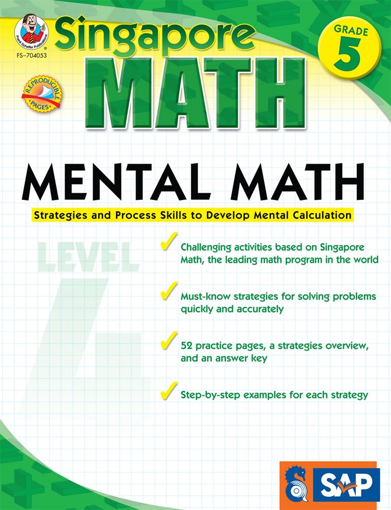 Singapore Math – Mental Math Level 4 Workbook for 5th Grade, Paperback, 64 Pages, Ages 10–11 with Answer Key