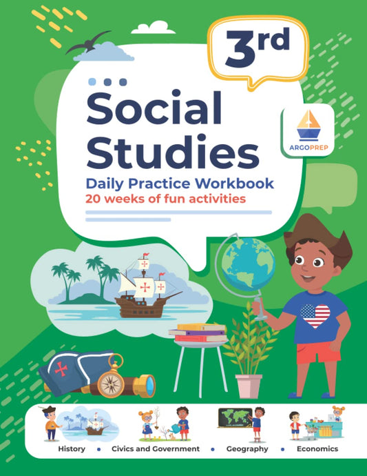 3rd Grade Social Studies: Daily Practice Workbook | 20 Weeks of Fun Activities | History | Civic and Government | Geography | Economics | + Video ... Each Question (Social Studies by ArgoPrep) - 4750