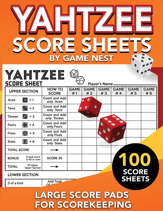 Yahtzee Score Sheets: 100 Large Score Pads for Scorekeeping | 8.5" x 11” Yahtzee Score Cards (Yahtzee Dice Board Game Book)