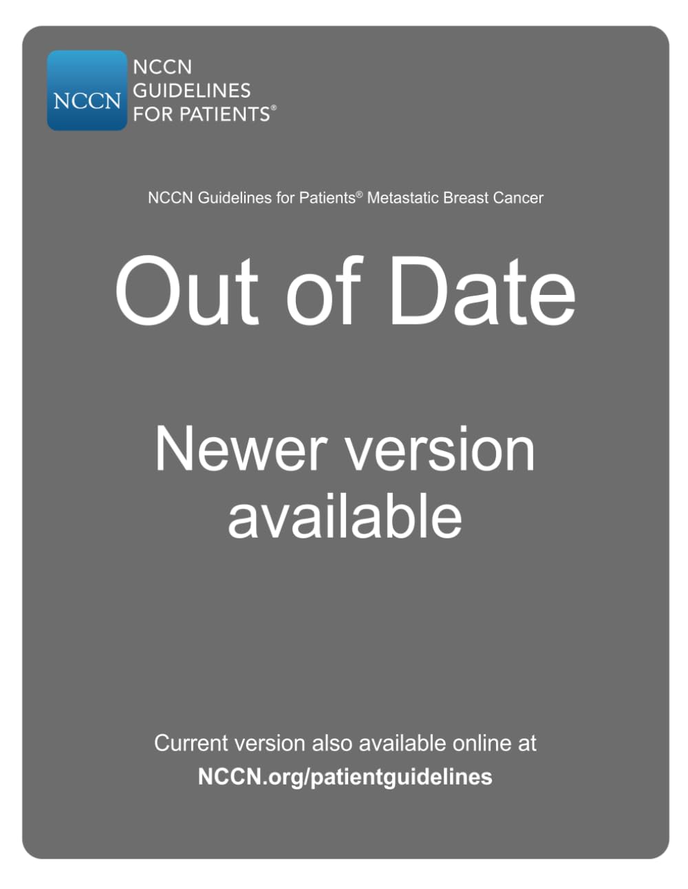 NCCN Guidelines for Patients® Metastatic Breast Cancer