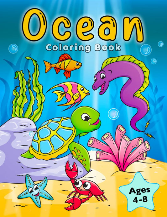 Ocean Coloring Book: Fish & Underwater Sea Animals to Color for Kids Ages 4-8 (Coloring Books for Kids) - 4247