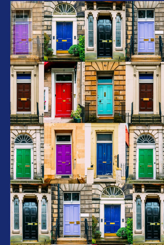 Dublin Doors - Decisions are like Doors: a 6x9 inch lined notebook for taking notes, doodling, and bringing with you to meetings and gatherings