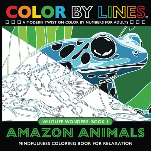 COLOR BY LINES - Amazon Animals: A Modern Twist on Color By Numbers for Adults, Mindfulness Coloring Book for Relaxation (COLOR BY LINES - Wildlife Wonders) - 9143