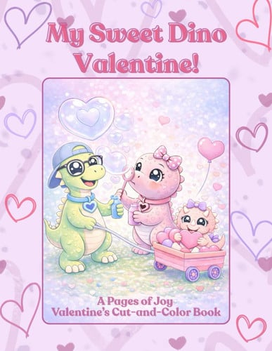 My Sweet Dino Valentine! Cut-and-Color Valentine Cards: A Kids' Dinosaur Valentine's Day Coloring Book with