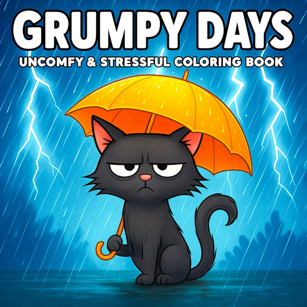 Grumpy Days - Uncomfy & Stressful Coloring Book: Not Every Day is Sunshine and Rainbows: Dive Into 40 Hilariously Frustrating Scenes With Our Grumpy Cat - 7858
