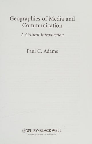 Geographies of media and communication: a critical introduction