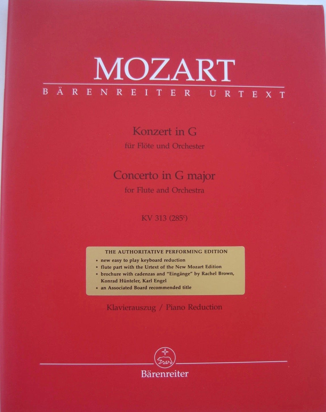 Concerto in G Major for Flute and Orchestra KV 313 (285c), for Flute and Piano