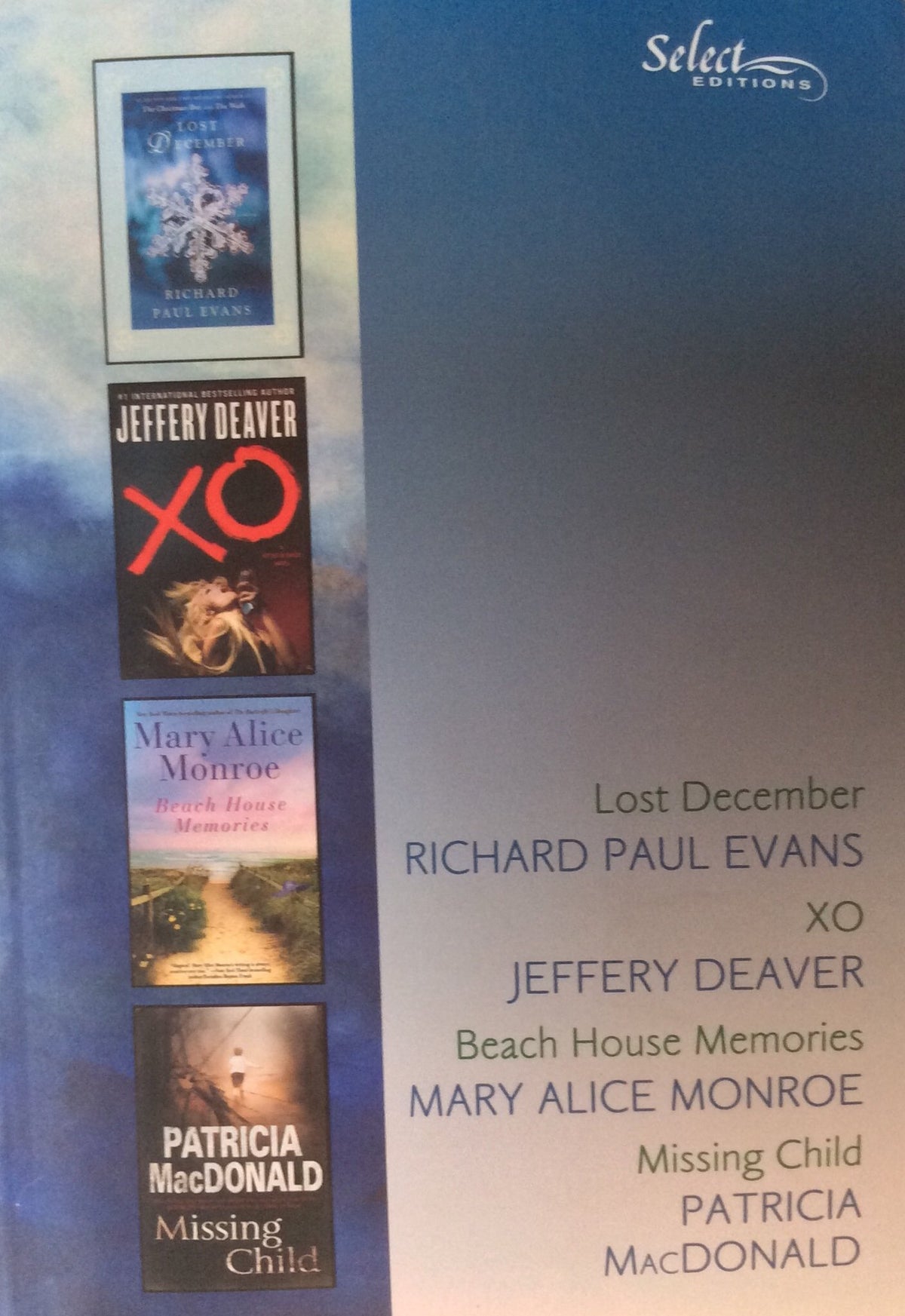 Reader's Digest Select Editions Vol 1 2013. Lost December, XO, Beach House Memories, Missing Child