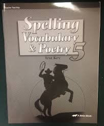 Spelling Vocabulary and Poetry 5: Teacher Test Key