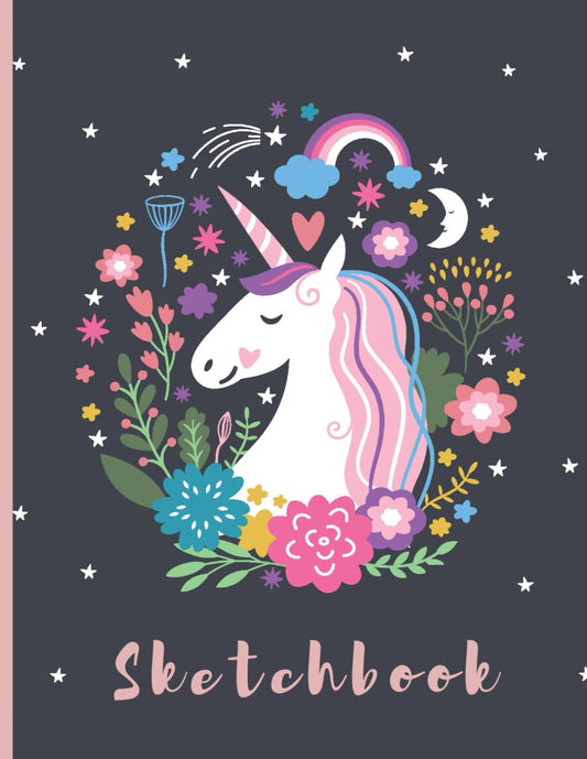 Sketchbook: A Cute Unicorn Kawaii Large Sketchbook/Notebook:108+ Pages of 8.5"x11" With Blank Paper for Girls To Drawing, Doodling, Journal ,Sketching ... Edition) (Cute Unicorn Sketchbook for Girls) - 5751