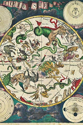 Constellation Notebook - Zodiac Signs Notebook - Planisphere Map Notebook 6x9 - 4098