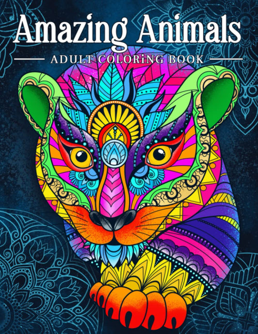 Amazing Animals: Adult Coloring Book, Stress Relieving Mandala Animal Designs - 4423