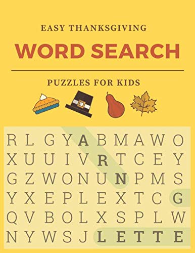 Easy Thanksgiving Word Search Puzzles For Kids: Word Search Puzzle Games For Children