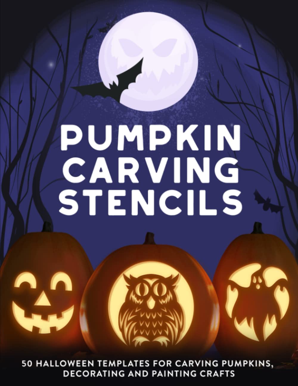 Pumpkin Carving Stencils: 50 Halloween Templates for Carving Pumpkins, Decorating and Painting Crafts - 1617