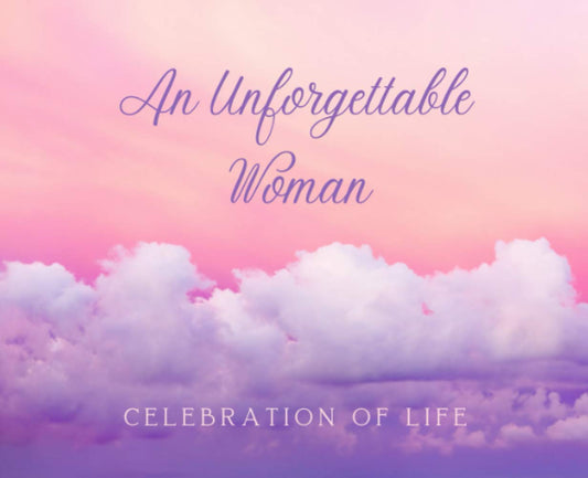 An Unforgettable Woman (Celebration of Life): Guestbook for Funeral and Memorial Services, Pink Hue Sky and Purple Tinted Clouds (250 Guests) - 2543