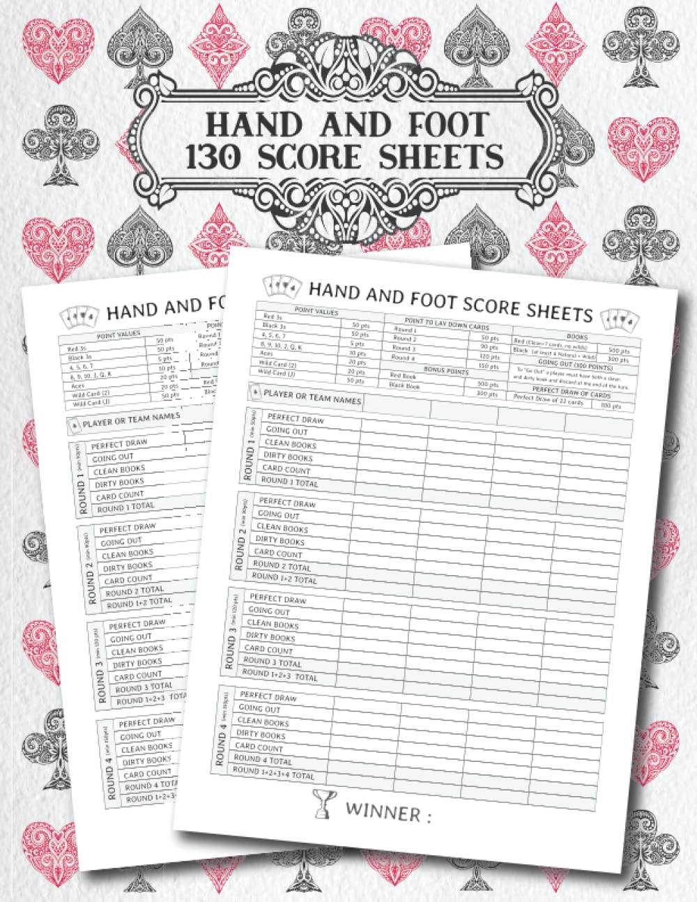 Hand and Foot Scorekeeping Book with Rules: Large Score Sheets Game Pads - 1645