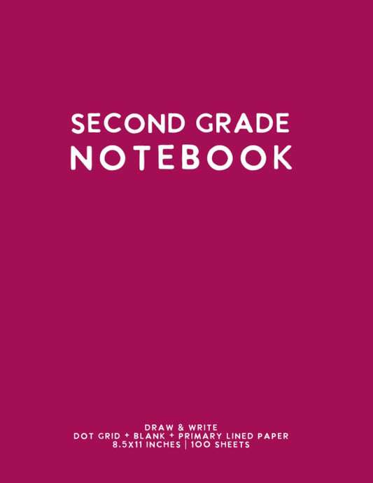 Second Grade Notebook: Dark Pink Softcover Primary Composition Journal - 7475
