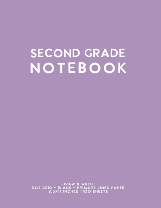 Second Grade Notebook: Light Purple Softcover Primary Composition Journal - 6288