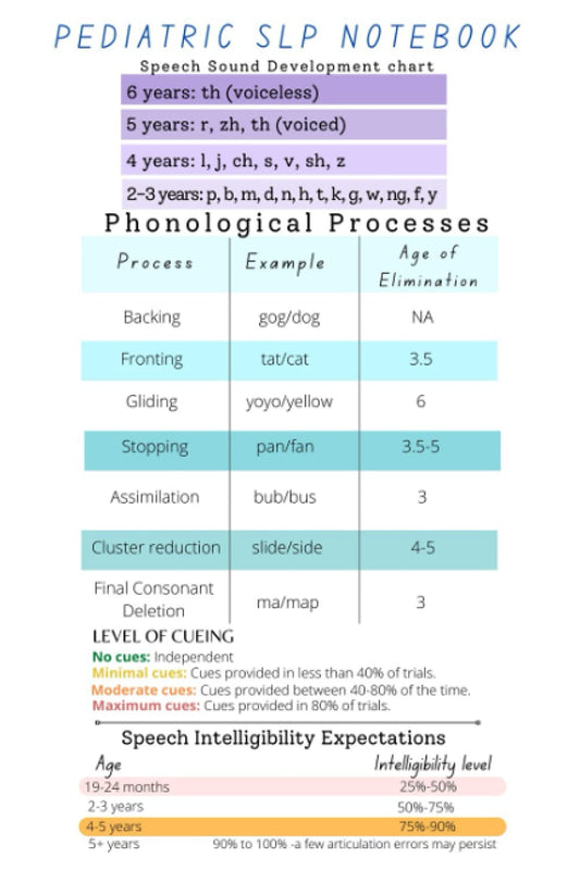 SLP pediatric reference notebook, Speech Therapy notebook, SLP gift, Pediatric SLP notes, data collection notebook - 9018