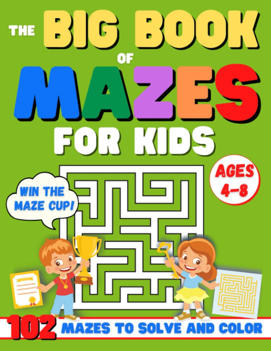 MAZES FOR KIDS AGES 4-8: The Big Activity Book for Kids with 102 different mazes and cute designs to color. The ideal workbook to learn logic and concentration and improve creativity - 8771