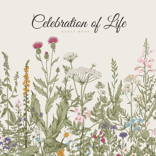 Celebration of Life Guest Book: Funeral Guest Book Memorial Service Guest Book In Loving Memory of Loved Ones | Condolence Remembrance Register Sign ... Flowers Floral Art (Premium Cream Paper) - 9390